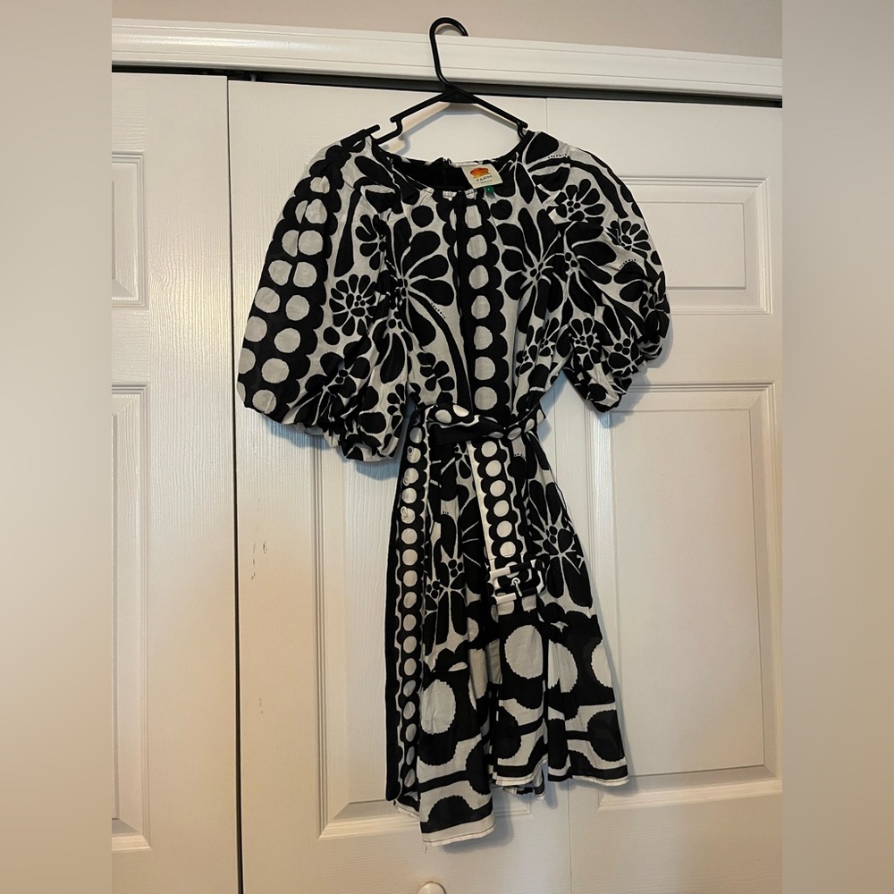 FARMRIO Black and White Patterned Dress
